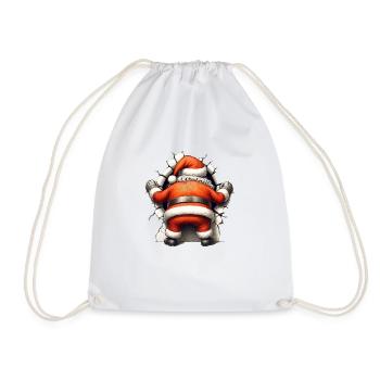Santa in the hole from behind 3 - Drawstring Bag - white - Front