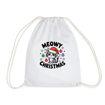 Miauige Weihnachten - Festliche und süße Katze - Turnbeutel - Weiß - Vorne