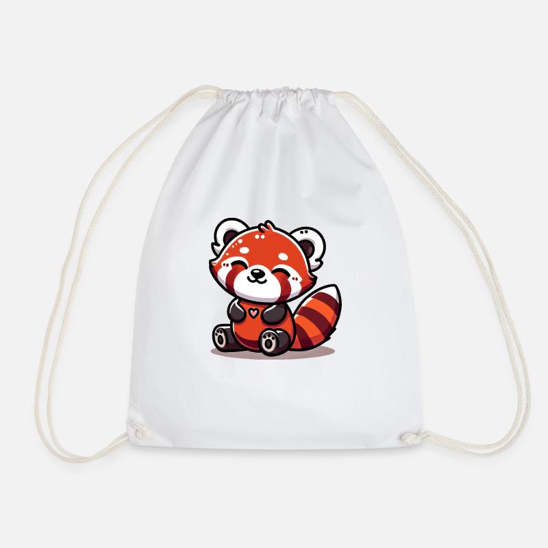 Roter Panda mit Herz - Turnbeutel - Weiß