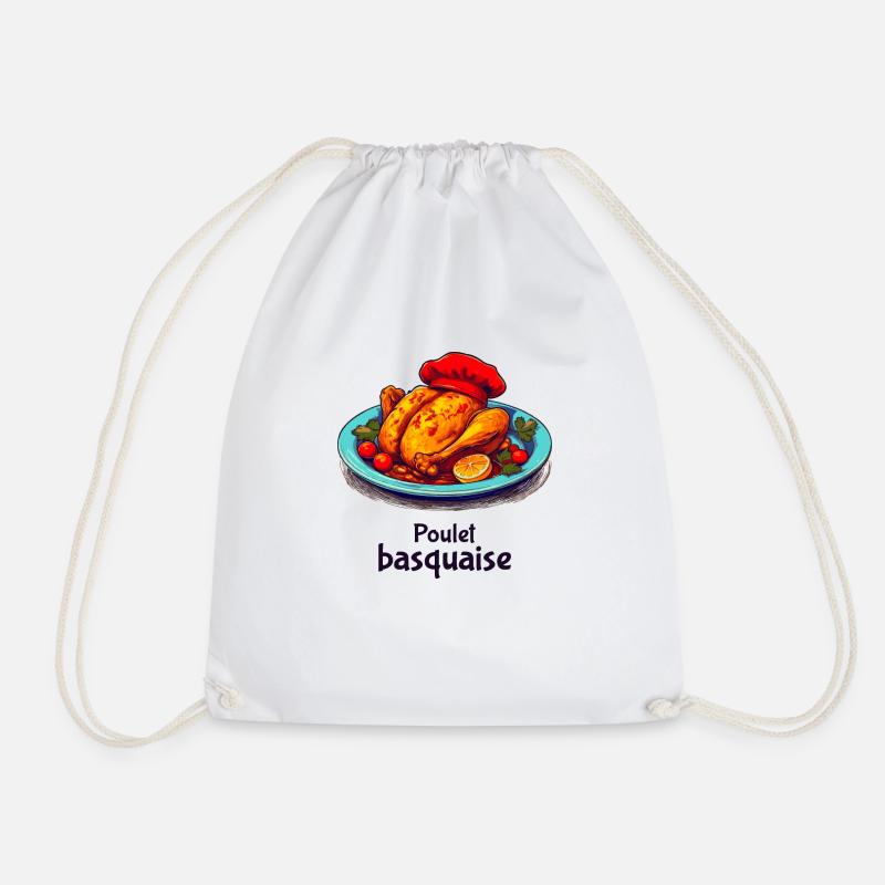 Poulet Basquaise - Dunkler Text - Turnbeutel - Weiß