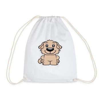 chien assis mignon petit chiot heureux animal de compagnie - Sac de sport léger - blanc - Devant