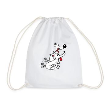 2 chiens équipe deux amis queue wiggle équipage - Sac de sport léger - blanc - Devant
