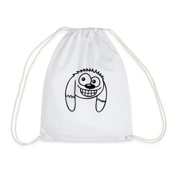 Dog looks funny grin happy smile fun - Drawstring Bag - white - Front