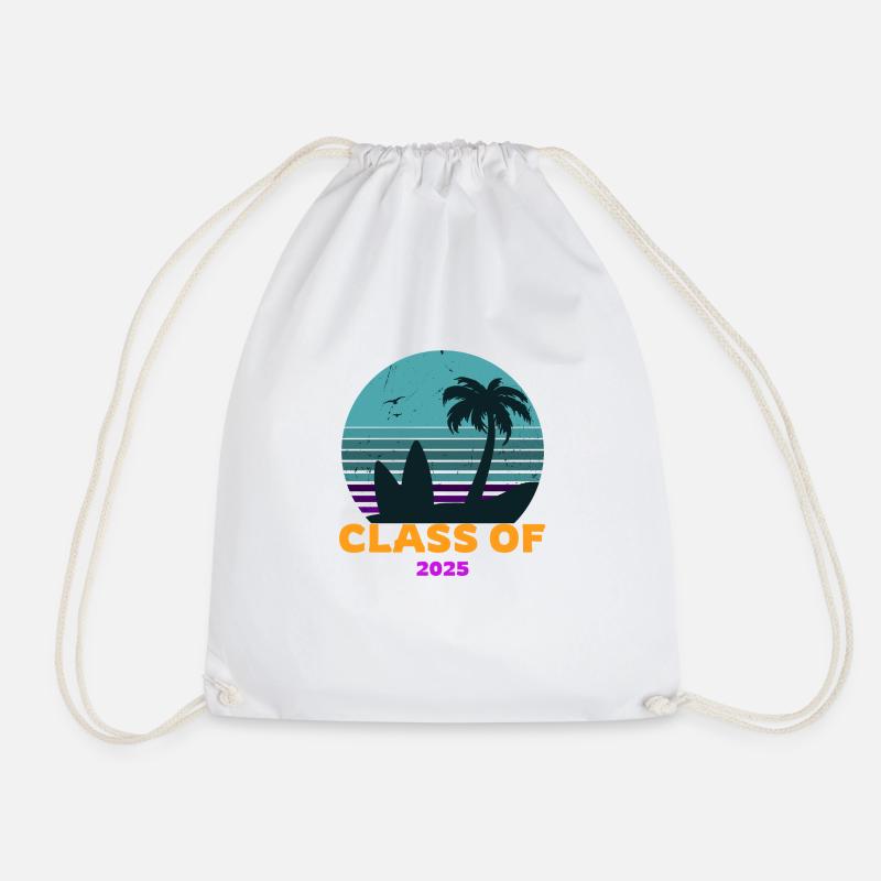 Class of 2025 blue sky sunset - Drawstring Bag - white