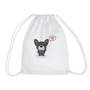 French Bulldog - Drawstring Bag - white - Front