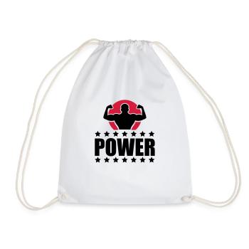 body_building_power_f2 - Drawstring Bag - white - Front