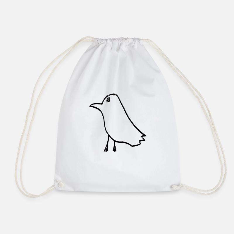 raven - Drawstring Bag - white