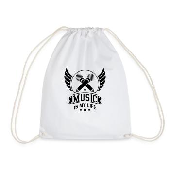 music_is_my_life_ba1 - Drawstring Bag - white - Front
