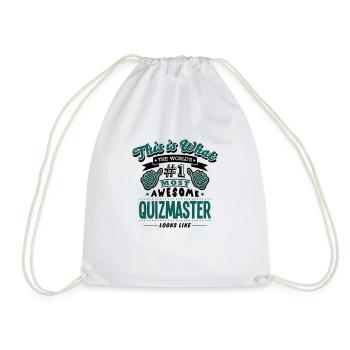 quizmaster world no1 most awesome copy - Drawstring Bag - white - Front