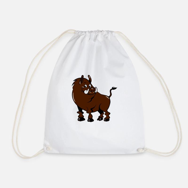Wild boar cool sweet funny - Drawstring Bag - white