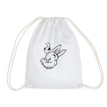 strong_bee_01 - Drawstring Bag - white - Front