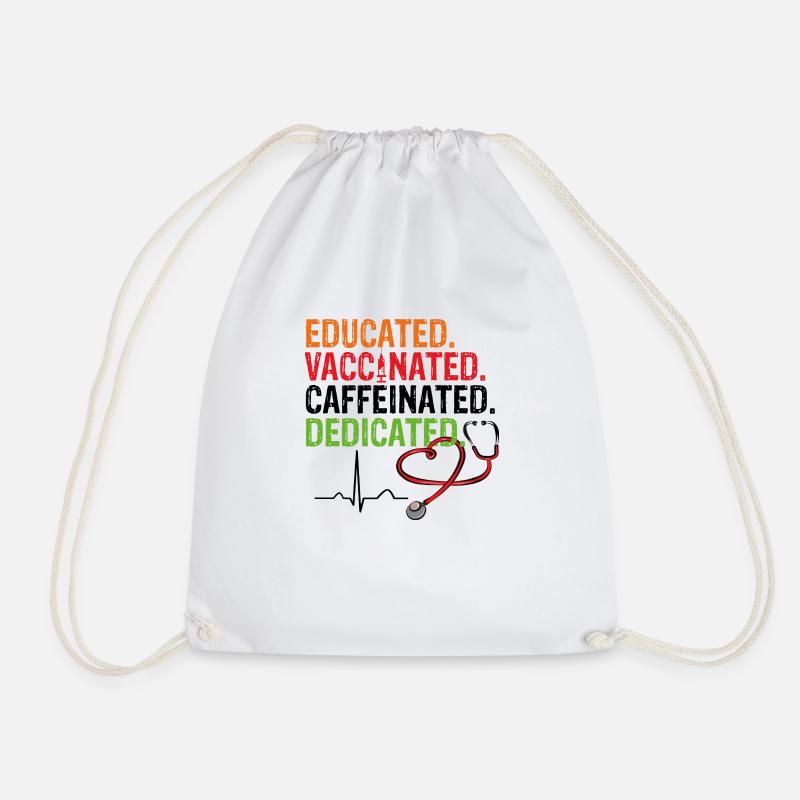 Educated Vaccinated Caffeinated Dedicated Impfung - Turnbeutel - Weiß