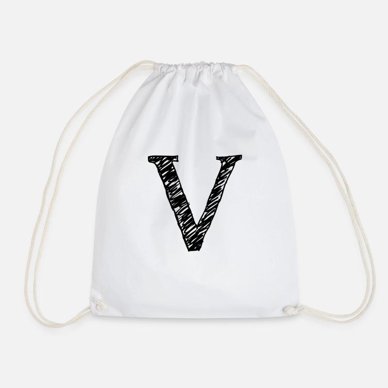 V - Drawstring Bag - white