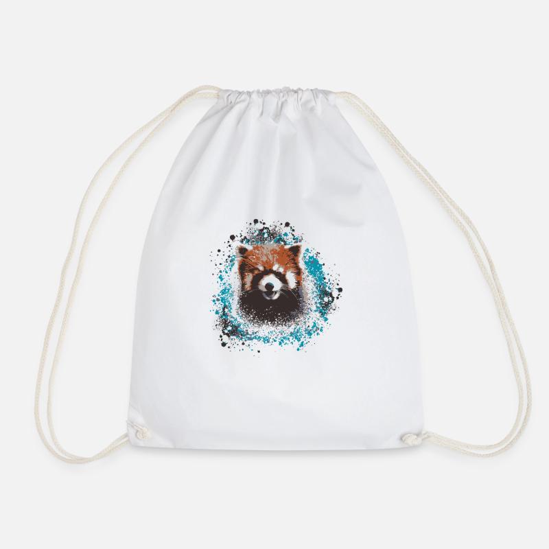 Red panda,graffiti painting,panda bear, bear, red - Drawstring Bag - white