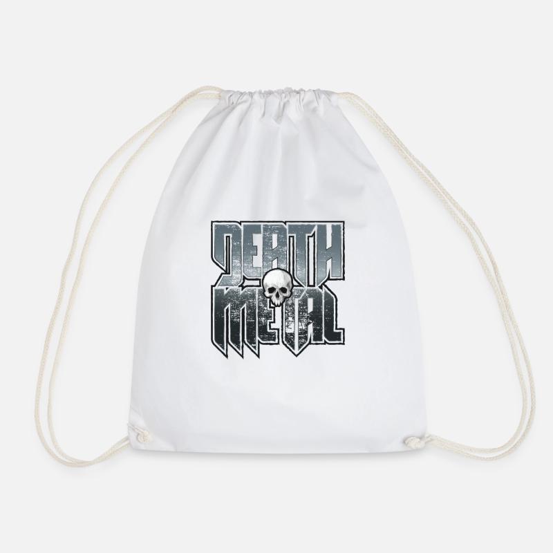 Death Metal Grey - Drawstring Bag - white