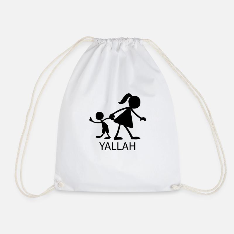 Yallah - Lets go - Drawstring Bag - white