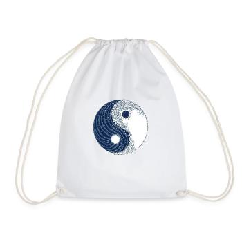 Yin yang the big wave - Drawstring Bag - white - Front