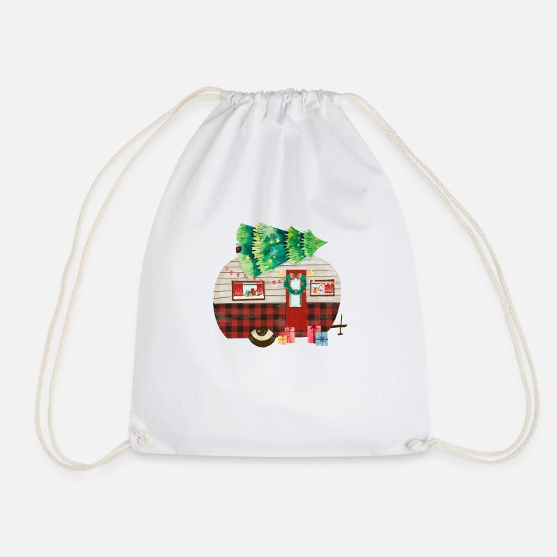 Fun Camping Christmas Camping Caravan - Drawstring Bag - white