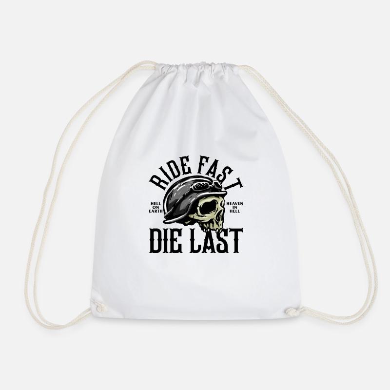 Ride Fast Die Last Biker Skull Schädel Helm - Turnbeutel - Weiß