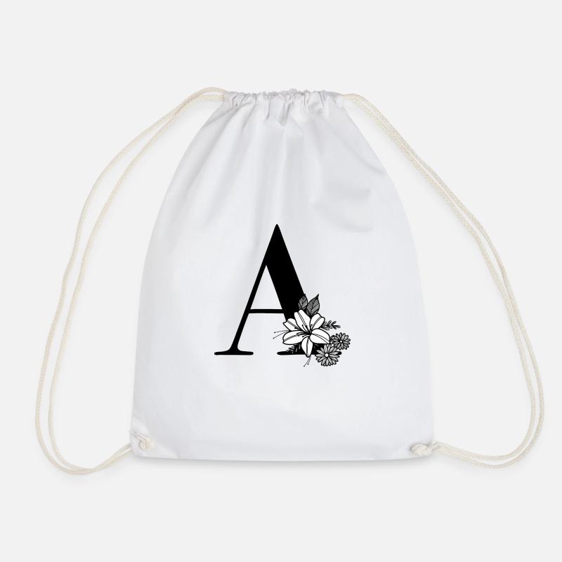Letter A - Drawstring Bag - white