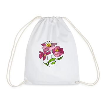Flowers - Drawstring Bag - white - Front
