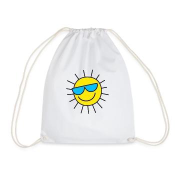 Smiling Doodle Sun Cartoon - Drawstring Bag - white - Front