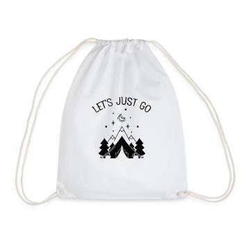 Let's Just Go - Camping Camper Tent Adventure - Drawstring Bag - white - Front