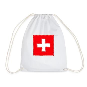 Schweizer Flagge Fahne mit Seil Schweizerkreuz - Turnbeutel - Weiß - Vorne