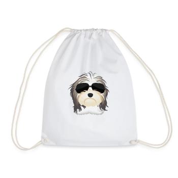 Havanese with sunglasses Dog owners - Drawstring Bag - white - Front