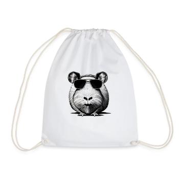 Guinea pig cool sunglasses funny design 1 - Drawstring Bag - white - Front