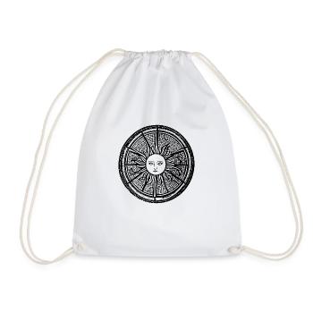 Sun Moon Mosaic Astrology mystical symbol 5 - Drawstring Bag - white - Front