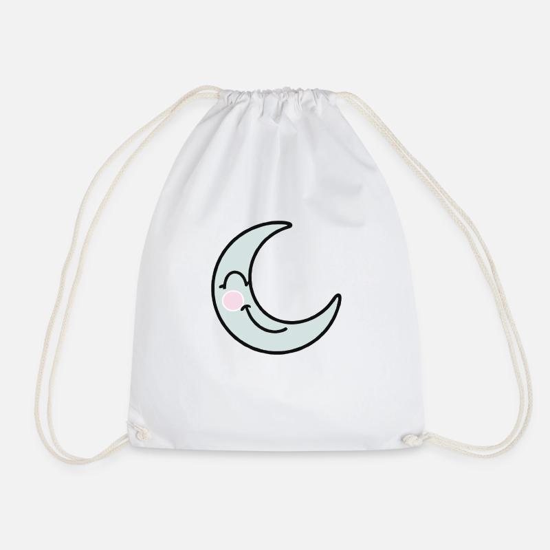 Moon Sleep Smile Happy Gift Idea - Drawstring Bag - white