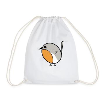 Cute little robin bird - Drawstring Bag - white - Front