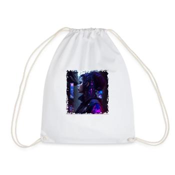 Sci-Fi Cyber Soldier Connected to Network - Drawstring Bag - white - Front