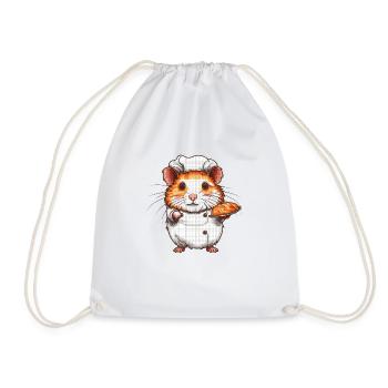 Hamster en boulanger avec chapeau de chef en 8 bits - Sac de sport léger - blanc - Devant