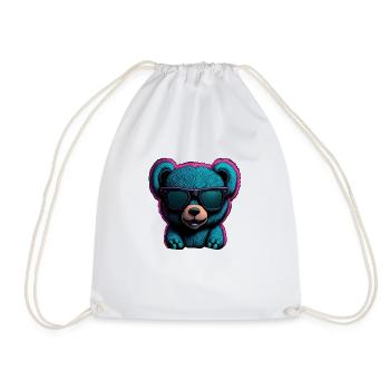 COOLER TEDDYBÄR MIT SONNENBRILLE - Turnbeutel - Weiß - Vorne
