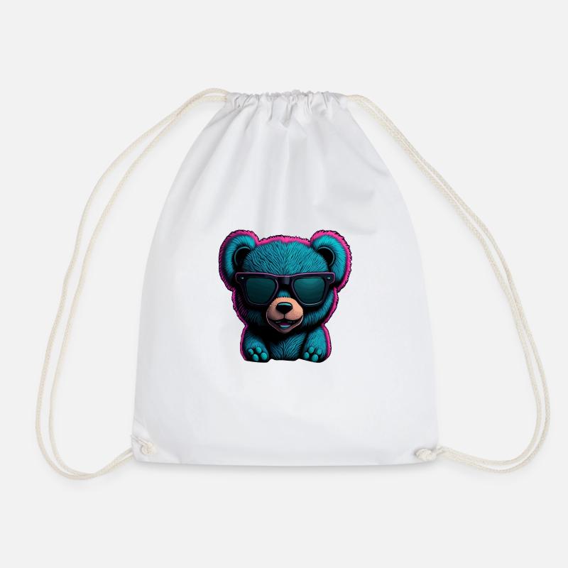 COOLER TEDDYBÄR MIT SONNENBRILLE - Turnbeutel - Weiß