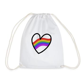 LGBTQ+ Heart Regenbogenfahne - Turnbeutel - Weiß - Vorne