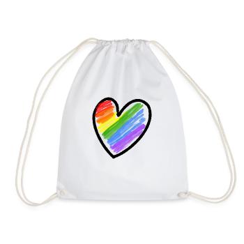 Regenbogenfahne LGBTQ Herz - Turnbeutel - Weiß - Vorne