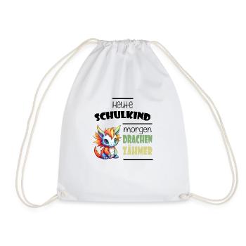 Einschulung Schulkind Drache - Turnbeutel - Weiß - Vorne
