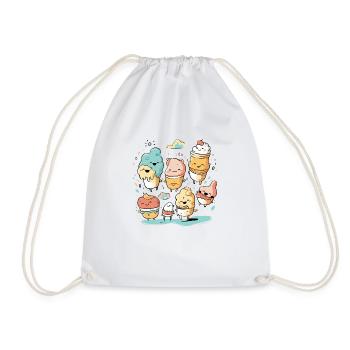 Kawaii ice cream - Drawstring Bag - white - Front