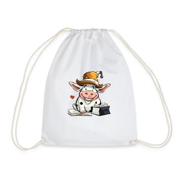 Miki the learned cow - Drawstring Bag - white - Front