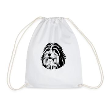 Bearded Collie Dog - Drawstring Bag - white - Front