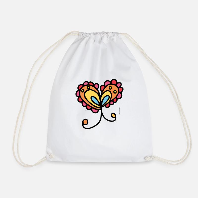 Corazon Flor - Drawstring Bag - white