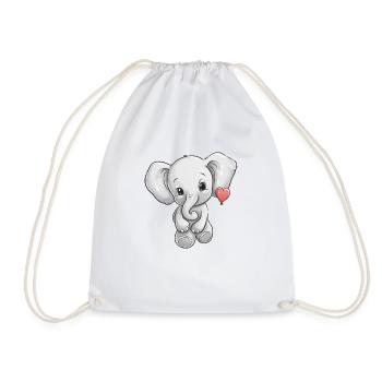 Elefant mit Herz - Turnbeutel - Weiß - Vorne