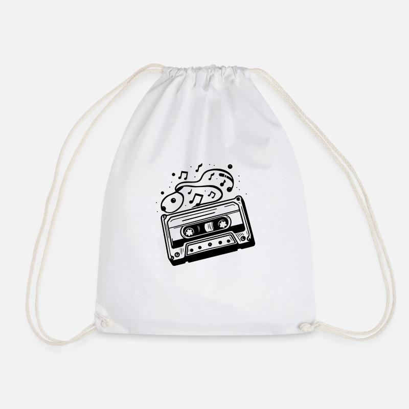 Compact Cassette Audio Cassette Sheet Music - Drawstring Bag - white