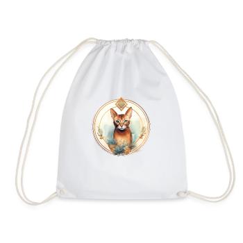 Abessinische Katze Boho Elemente, Katzenliebhaber - Turnbeutel - Weiß - Vorne