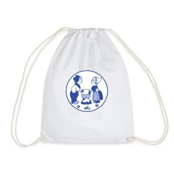 Delft blue kissing children with cow - Drawstring Bag - white - Front