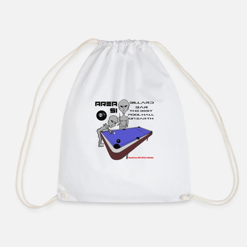 Area 51 Aliens playing pool. - Drawstring Bag - white