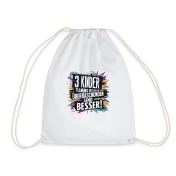 Geschenk Geburt drittes Kind drei kinder Humor - Turnbeutel - Weiß - Vorne